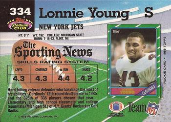 1992 Stadium Club #334 Lonnie Young Back