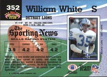 1992 Stadium Club #352 William White Back