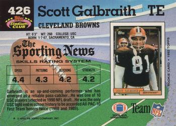 1992 Stadium Club #426 Scott Galbraith Back