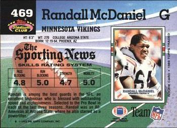 1992 Stadium Club #469 Randall McDaniel Back