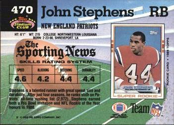 1992 Stadium Club #470 John Stephens Back