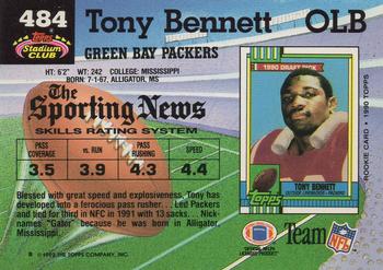 1992 Stadium Club #484 Tony Bennett Back