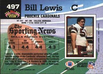 1992 Stadium Club #497 Bill Lewis Back