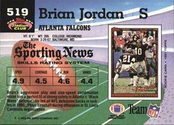 1992 Stadium Club #519 Brian Jordan Back