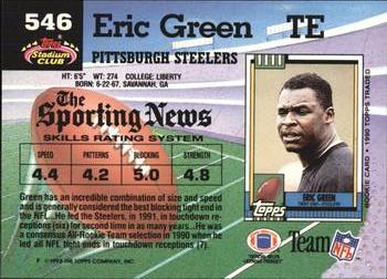 1992 Stadium Club #546 Eric Green Back