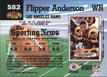 1992 Stadium Club #582 Flipper Anderson Back