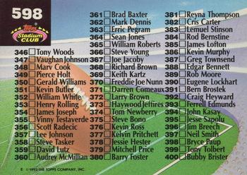 1992 Stadium Club #598 Checklist: 301-400 Back