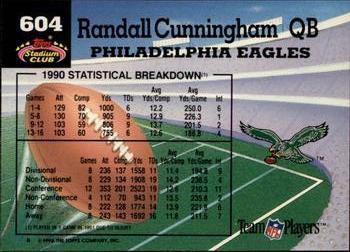 1992 Stadium Club #604 Randall Cunningham Back