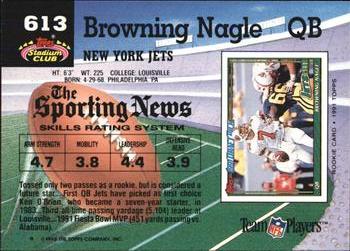 1992 Stadium Club #613 Browning Nagle Back