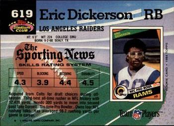 1992 Stadium Club #619 Eric Dickerson Back