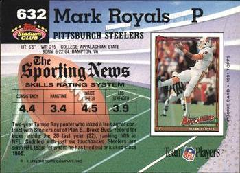 1992 Stadium Club #632 Mark Royals Back
