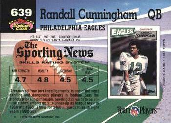 1992 Stadium Club #639 Randall Cunningham Back