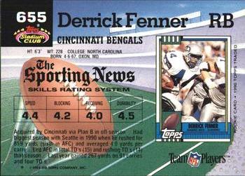 1992 Stadium Club #655 Derrick Fenner Back