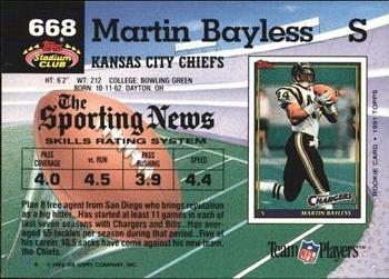 1992 Stadium Club #668 Martin Bayless Back