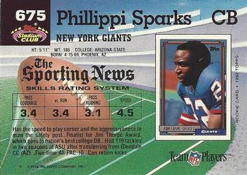 1992 Stadium Club #675 Phillippi Sparks Back