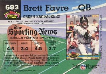1992 Stadium Club #683 Brett Favre Back