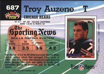 1992 Stadium Club #687 Troy Auzenne Back