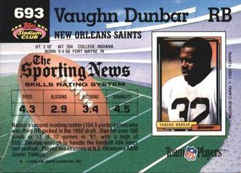 1992 Stadium Club #693 Vaughn Dunbar Back