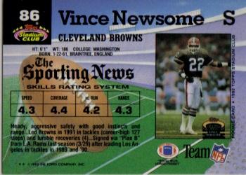 1992 Stadium Club #86 Vince Newsome Back
