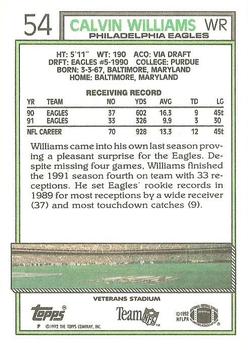 1992 Topps #54 Calvin Williams Back