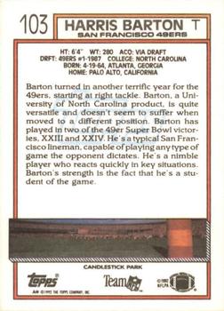 1992 Topps #103 Harris Barton Back