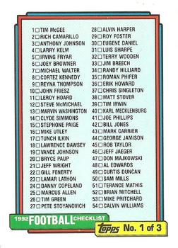 1992 Topps #109 Checklist 1: 1-110 Front