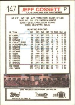 1992 Topps #147 Jeff Gossett Back