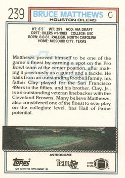 1992 Topps #239 Bruce Matthews Back