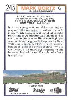 1992 Topps #243 Mark Bortz Back