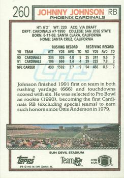 1992 Topps #260 Johnny Johnson Back