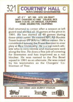 1992 Topps #321 Courtney Hall Back