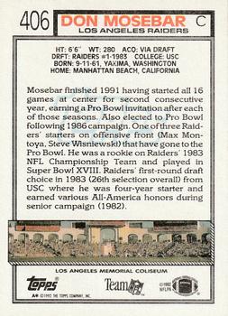 1992 Topps #406 Don Mosebar Back