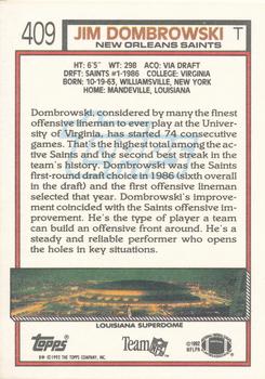 1992 Topps #409 Jim Dombrowski Back