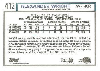 1992 Topps #412 Alexander Wright Back