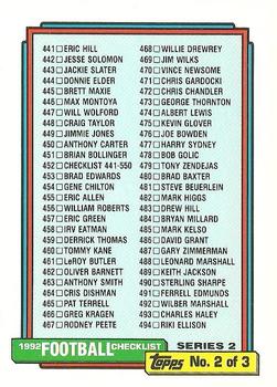 1992 Topps #452 Checklist 2: 441-550 Front