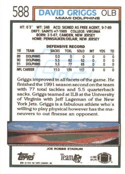 1992 Topps #588 David Griggs Back