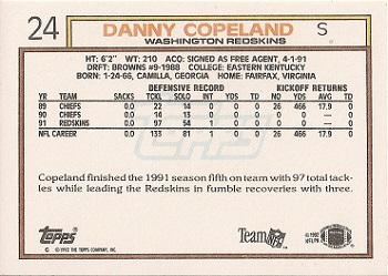 1992 Topps #24 Danny Copeland Back