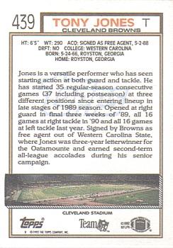 1992 Topps #439 Tony Jones Back