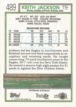 1992 Topps #489 Keith Jackson Back
