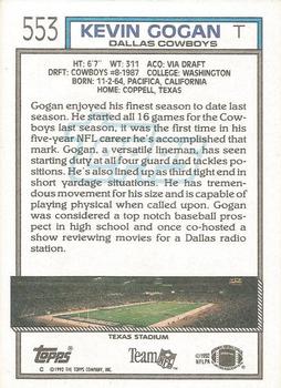 1992 Topps #553 Kevin Gogan Back