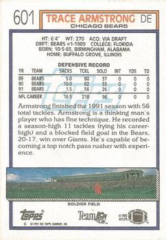 1992 Topps #601 Trace Armstrong Back