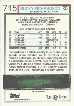 1992 Topps #715 Bucky Richardson Back