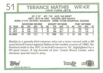 1992 Topps #51 Terance Mathis Back