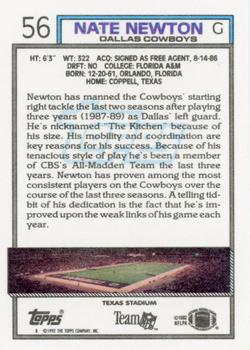1992 Topps #56 Nate Newton Back