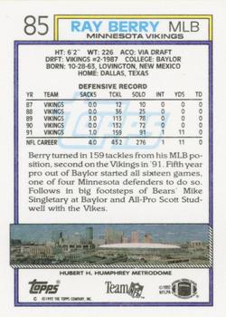 1992 Topps #85 Ray Berry Back