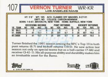 1992 Topps #107 Vernon Turner Back