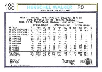 1992 Topps #188 Herschel Walker Back