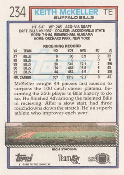 1992 Topps #234 Keith McKeller Back