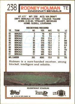 1992 Topps #238 Rodney Holman Back