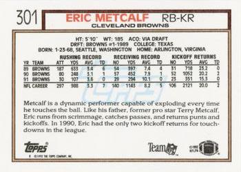 1992 Topps #301 Eric Metcalf Back